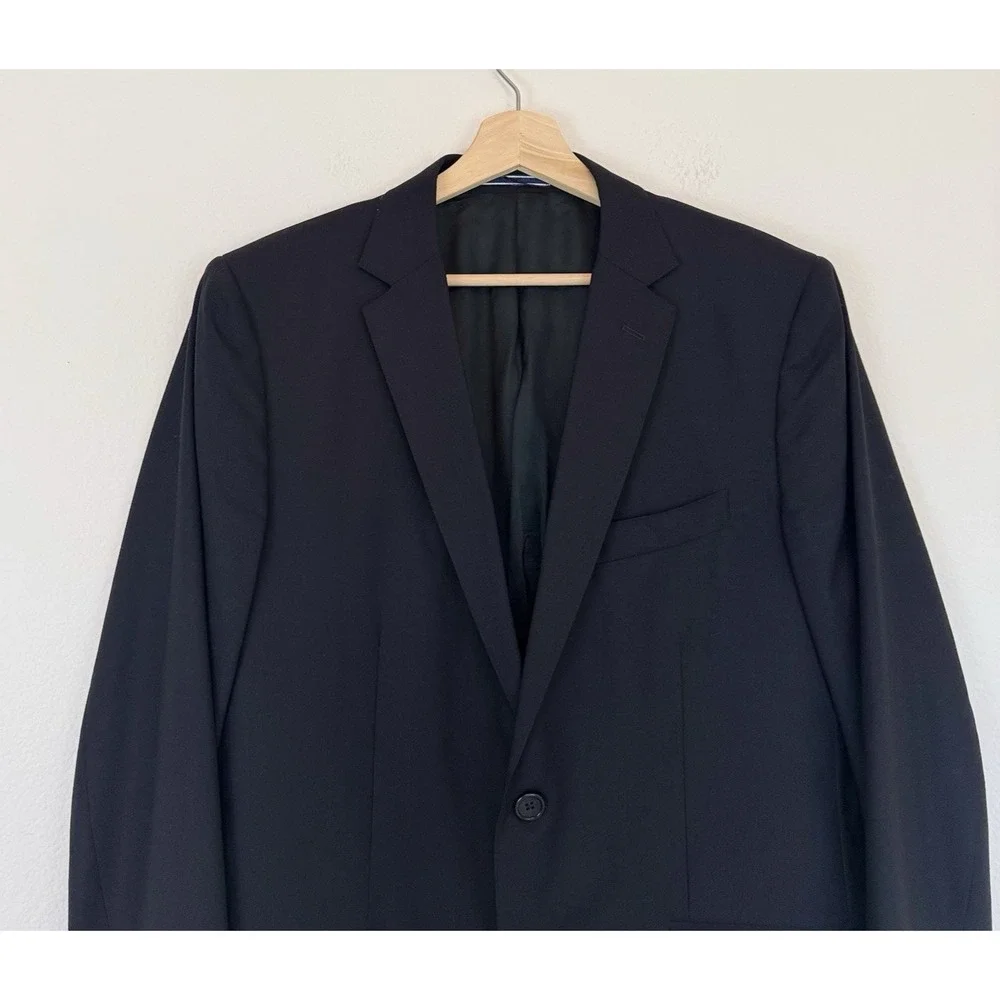 Massimo Dutti Wool‎ Blazer Sport Coat Black Size 44 2-Button Double Vented
